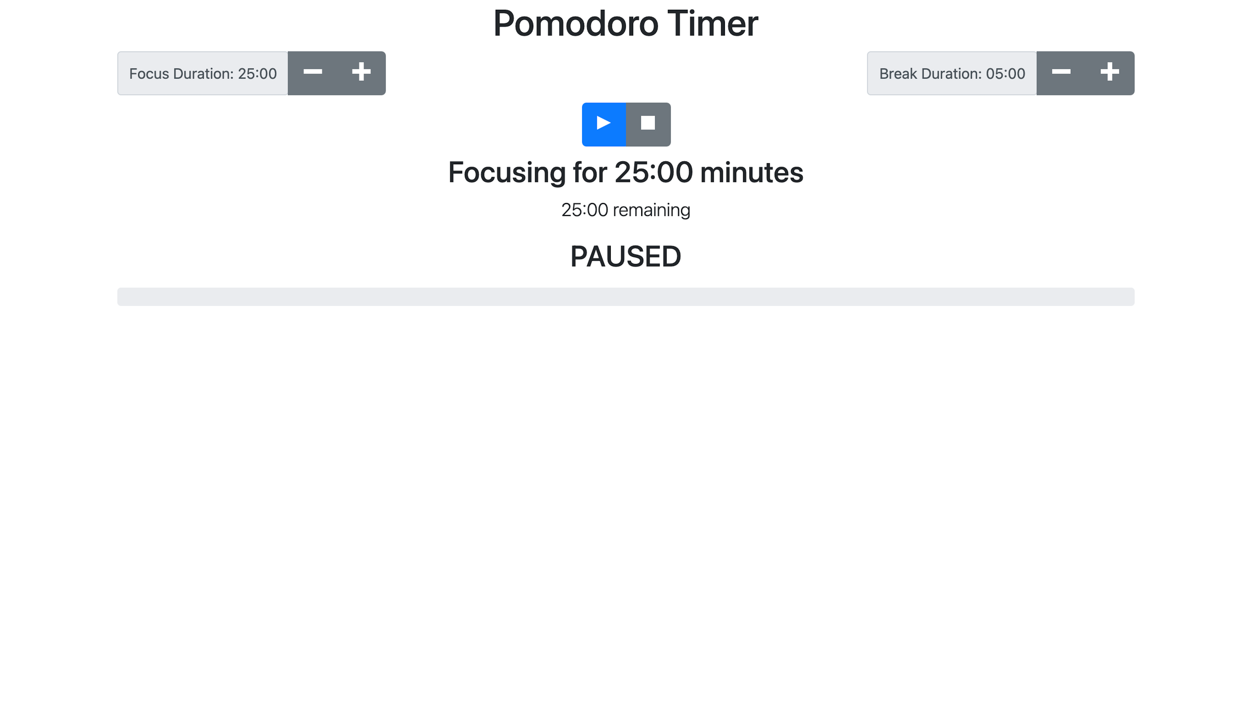 Pomodoro Timer Project screenshot